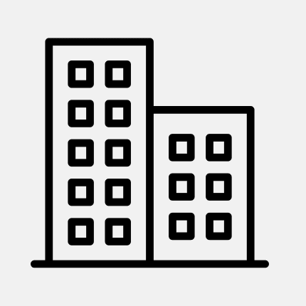 Ícone representando incorporação e desmembramento de unidades em edifício.