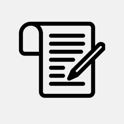 Ícone técnico representando análise dominial para retificação de área em cartório.